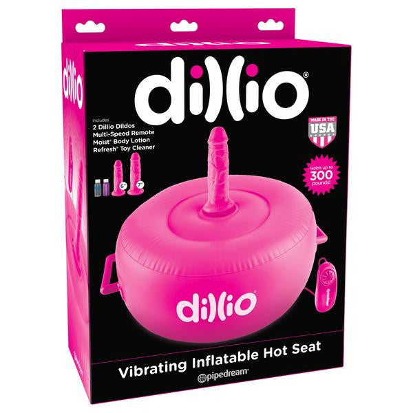 Pipedream - Dillio Vibrating Inflatable Hot Seat (Pink) -  Strap On with Non hollow Dildo for Female (Vibration) Non Rechargeable  Durio.sg