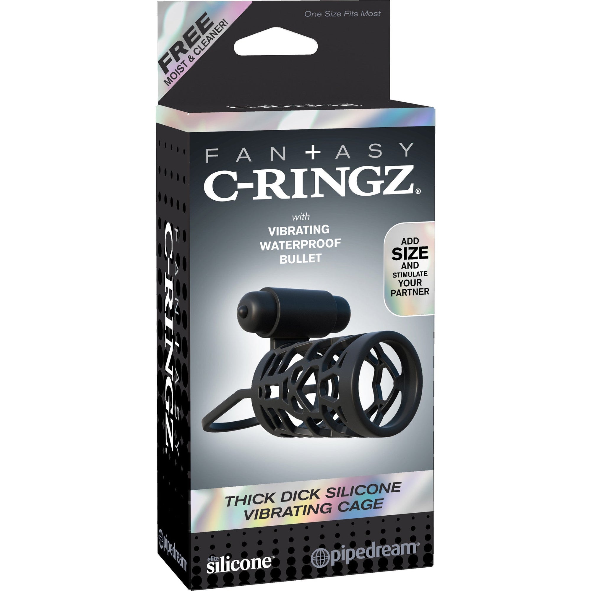 Pipedream - Fantasy C-Ringz Thick Dick Silicone Vibrating Cock Cage -  Cock Sleeves (Vibration) Non Rechargeable  Durio.sg