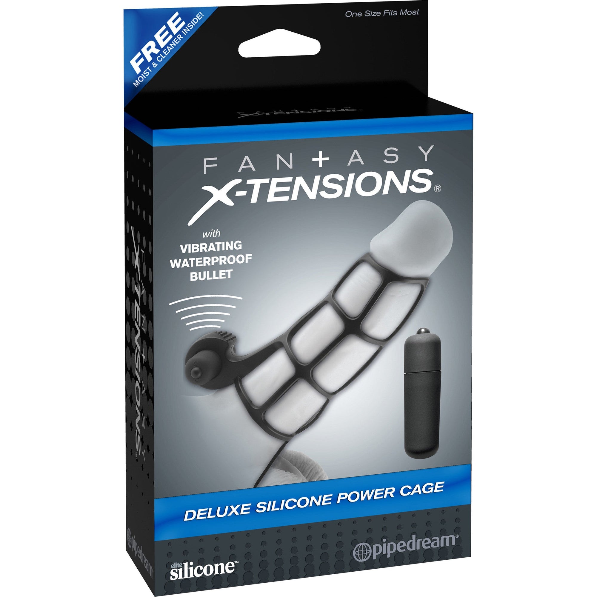 Pipedream - Fantasy X-tensions Deluxe Silicone Power Cage -  Cock Sleeves (Vibration) Non Rechargeable  Durio.sg