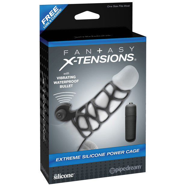 Pipedream - Fantasy X-tensions Extreme Silicone Power Cage -  Cock Sleeves (Vibration) Non Rechargeable  Durio.sg