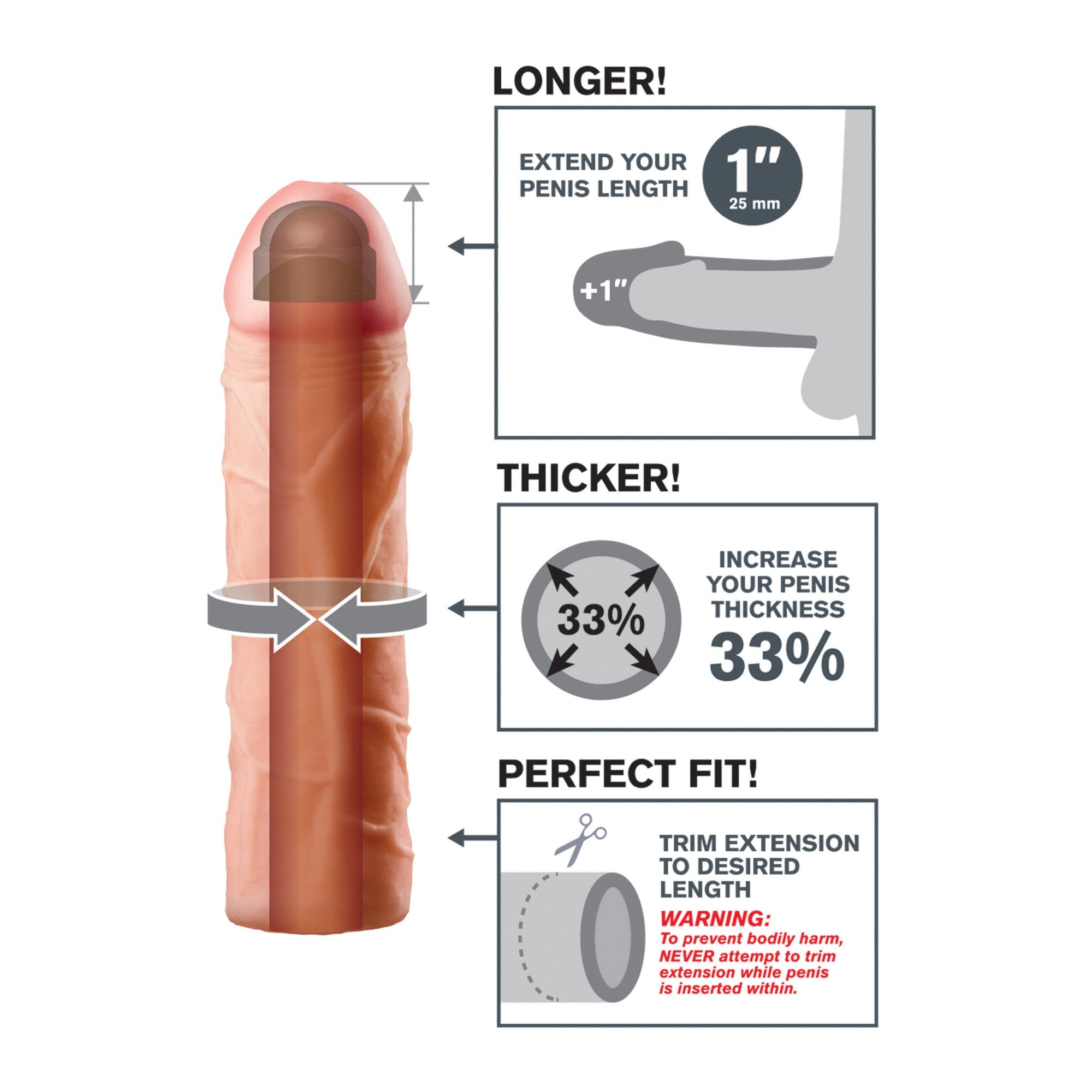 Pipedream - Fantasy X-tensions Perfect Extension 1" -  Cock Sleeves (Non Vibration)  Durio.sg