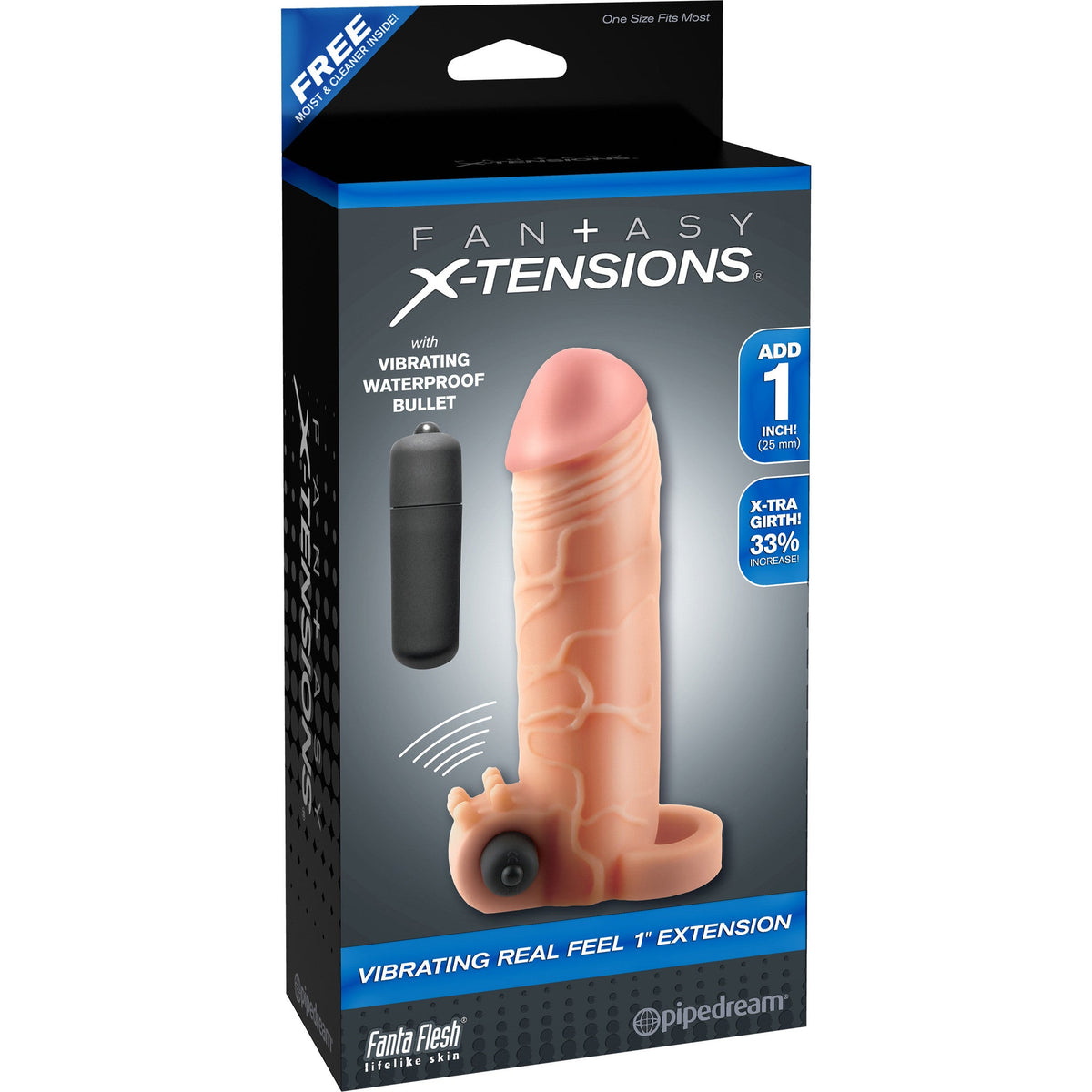 Pipedream - Fantasy X-tensions Vibrating Real Feel Extension 1&quot; -  Cock Sleeves (Vibration) Non Rechargeable  Durio.sg