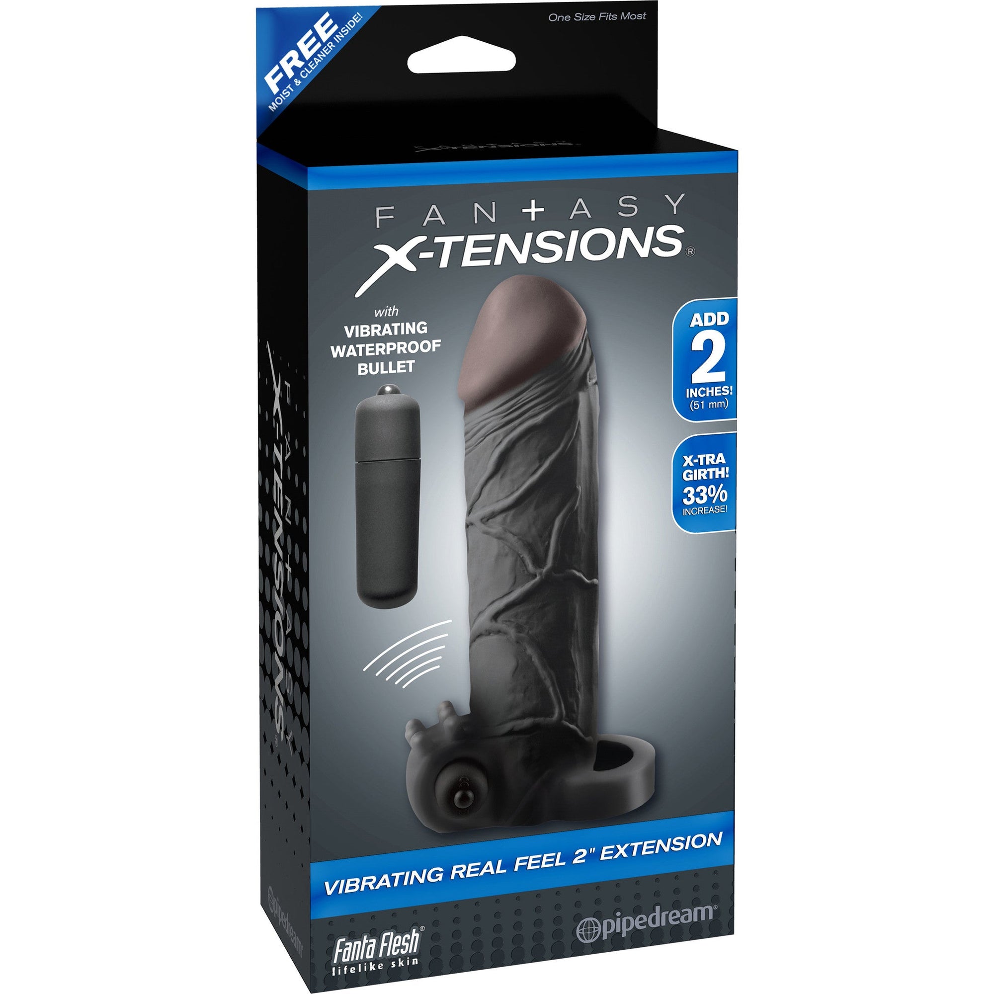 Pipedream - Fantasy X-tensions Vibrating Real Feel Extension 2" (Black) -  Cock Sleeves (Vibration) Non Rechargeable  Durio.sg