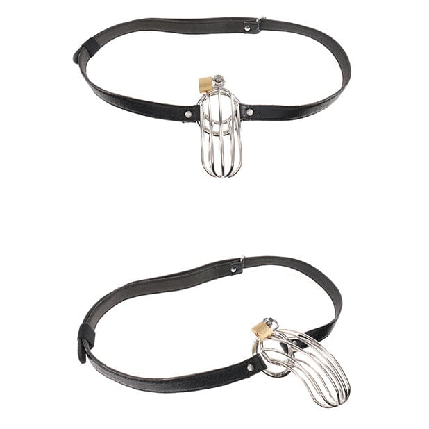 Pipedream - Fetish Fantasy Extreme The Prisoner Chastity Metal Cock Cage with Belt (Silver) -  Metal Cock Cage (Non Vibration)  Durio.sg