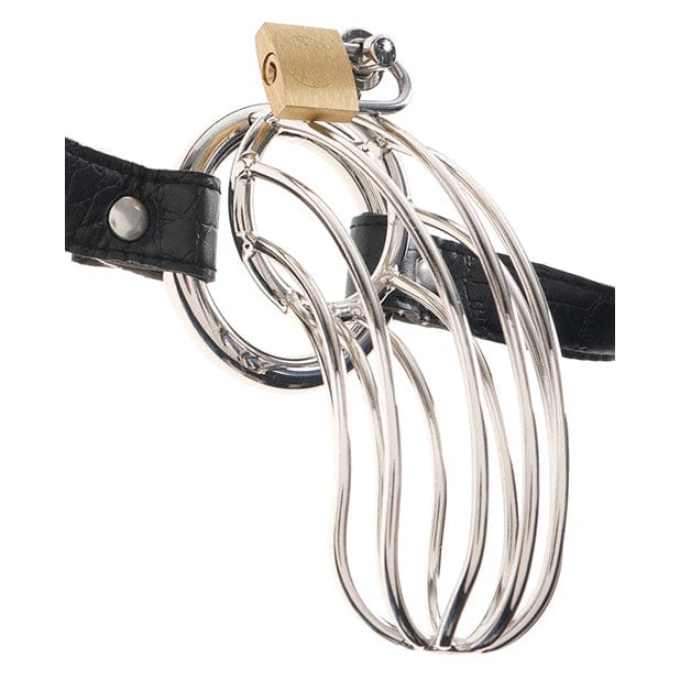 Pipedream - Fetish Fantasy Extreme The Prisoner Chastity Metal Cock Cage with Belt (Silver) -  Metal Cock Cage (Non Vibration)  Durio.sg