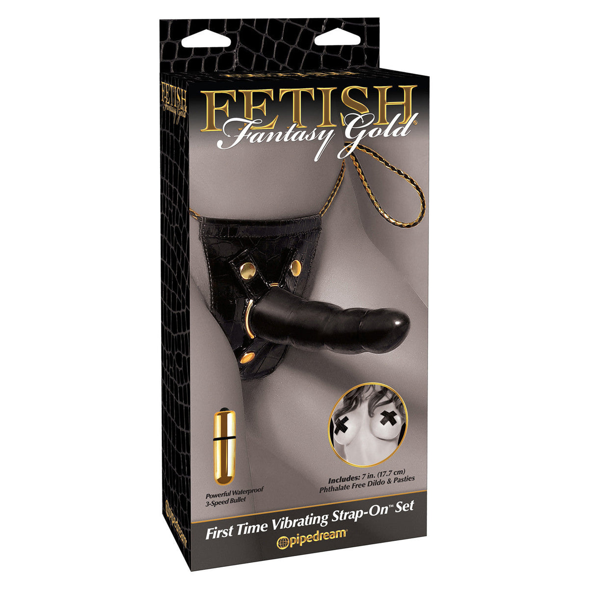 Pipedream - Fetish Fantasy Gold First Time Vibrating Strap-On Set -  Strap On with Non hollow Dildo for Female (Vibration) Non Rechargeable  Durio.sg
