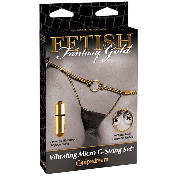 Pipedream - Fetish Fantasy Gold Vibrating Micro G-String Set -  Lingerie (Vibration) Non Rechargeable  Durio.sg