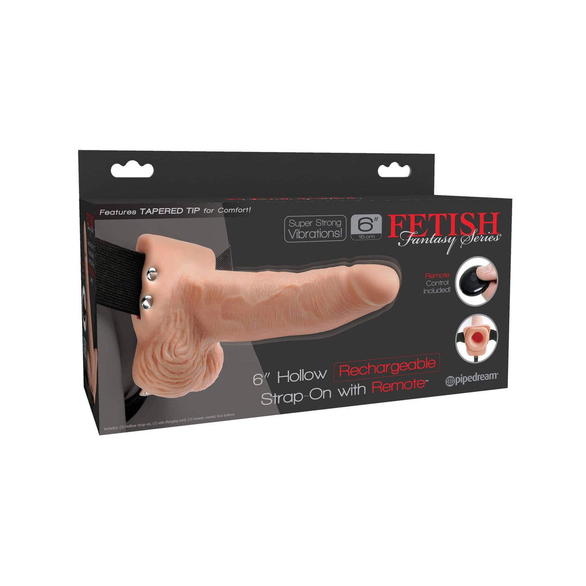Pipedream - Fetish Fantasy Hollow Rechargeable Strap On Remote 6&quot; (Beige) -  Remote Control (Wireless) Strap On with Dildo for Reverse Insertion (Vibration) Rechargeable  Durio.sg