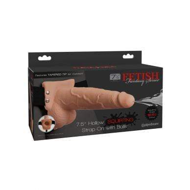 Pipedream - Fetish Fantasy Hollow Squirting Strap On with Balls 7.5" (Beige) -  Strap On with Hollow Dildo for Male (Non Vibration)  Durio.sg