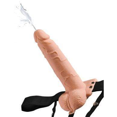 Pipedream - Fetish Fantasy Hollow Squirting Strap On with Balls 7.5&quot; (Beige) -  Strap On with Hollow Dildo for Male (Non Vibration)  Durio.sg