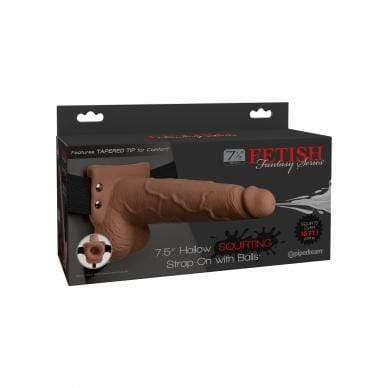 Pipedream - Fetish Fantasy Hollow Squirting Strap On with Balls 7.5" (Brown) -  Strap On with Hollow Dildo for Male (Non Vibration)  Durio.sg