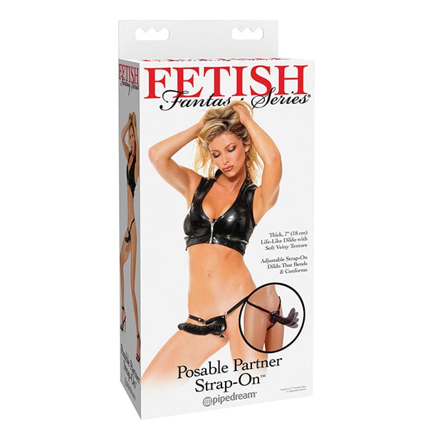 Pipedream - Fetish Fantasy Series Posable Partner Strap On with Flexible Dildo 7&quot; (Black) -  Strap On with Non hollow Dildo for Female (Non Vibration)  Durio.sg