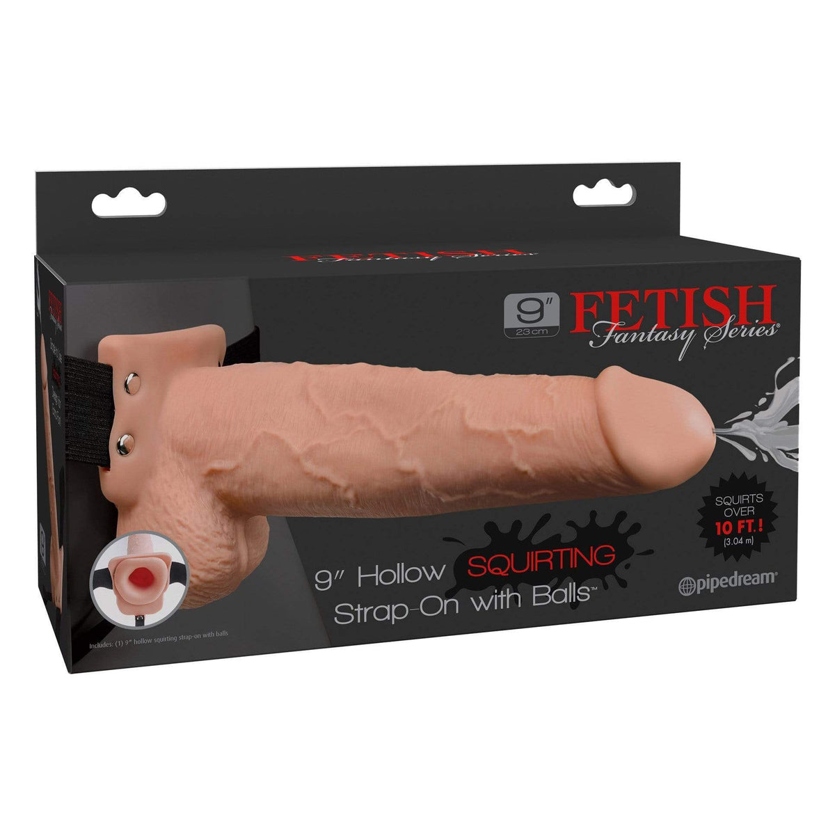 Pipedream - Fetish Fantasy Series Squirting Hollow Strap On 9&quot; (Beige) -  Strap On with Hollow Dildo for Male (Non Vibration)  Durio.sg