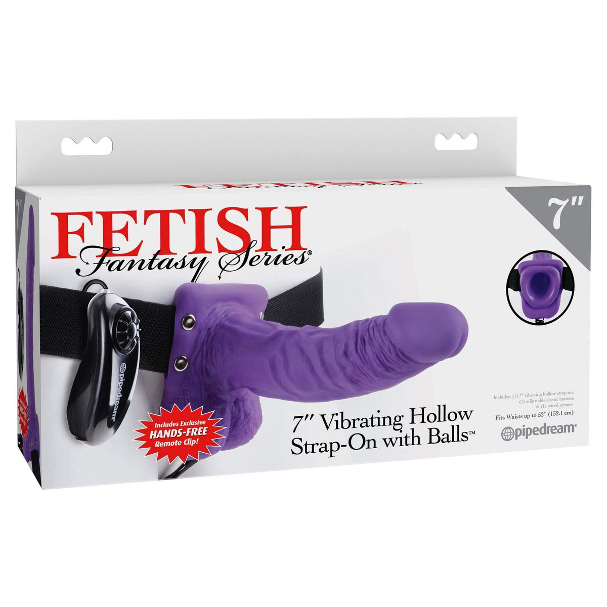 Pipedream - Fetish Fantasy Series Vibrating Hollow Strap On with Balls 7&quot; (Purple) -  Strap On with Hollow Dildo for Male (Vibration) Non Rechargeable  Durio.sg
