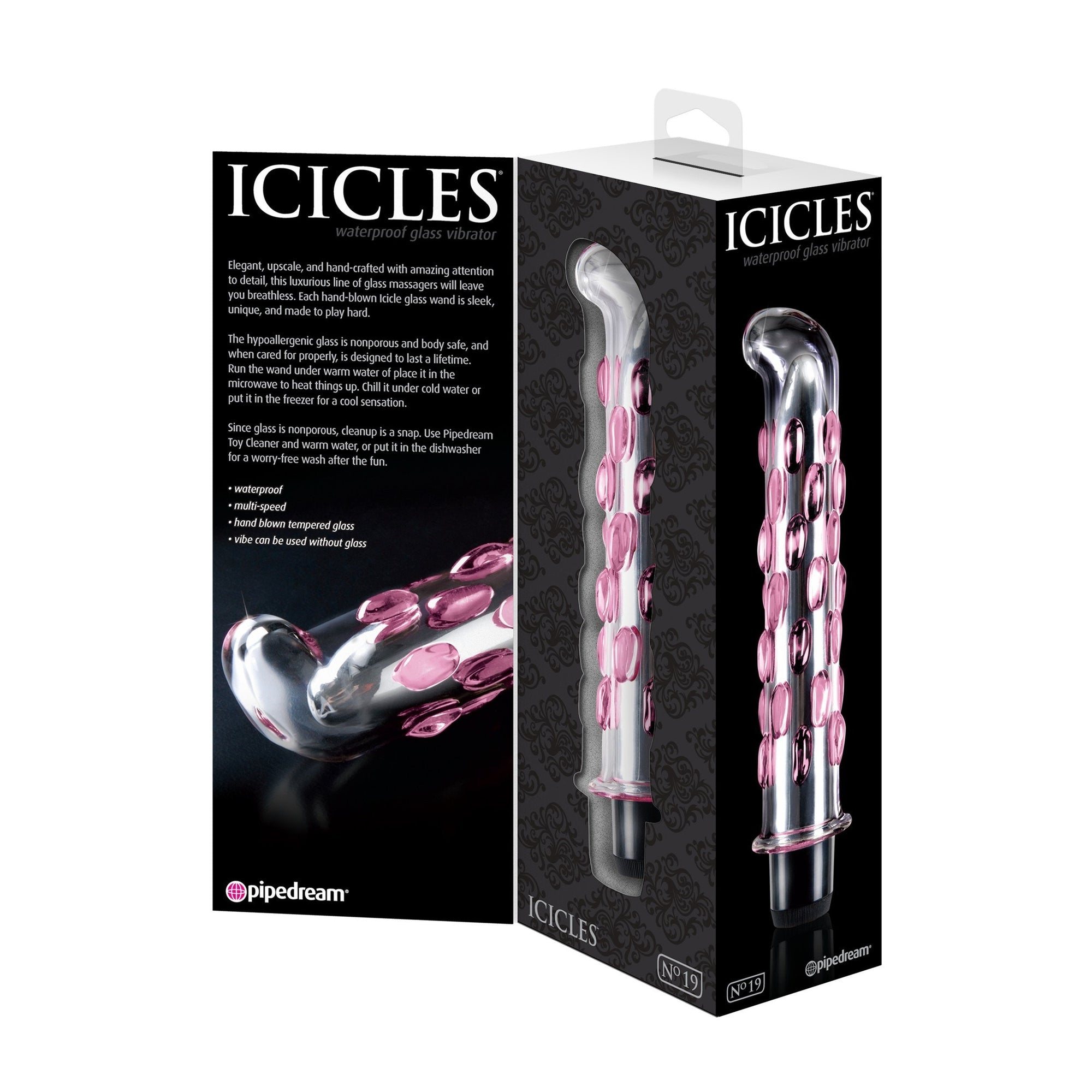 Pipedream - Icicles No 19 Vibrating Glass Massager -  Glass Dildo (Vibration) Non Rechargeable  Durio.sg