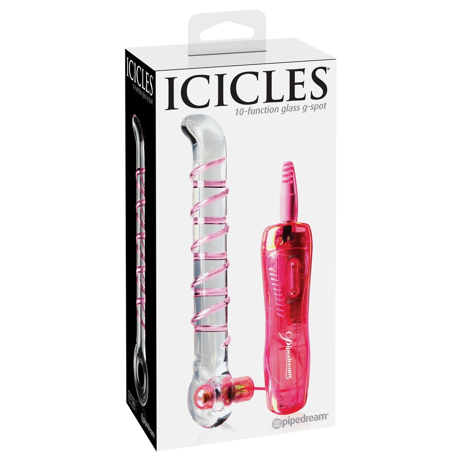 Pipedream - Icicles No. 4 Glass Vibrator 7" (Clear) -  Glass Dildo (Vibration) Non Rechargeable  Durio.sg