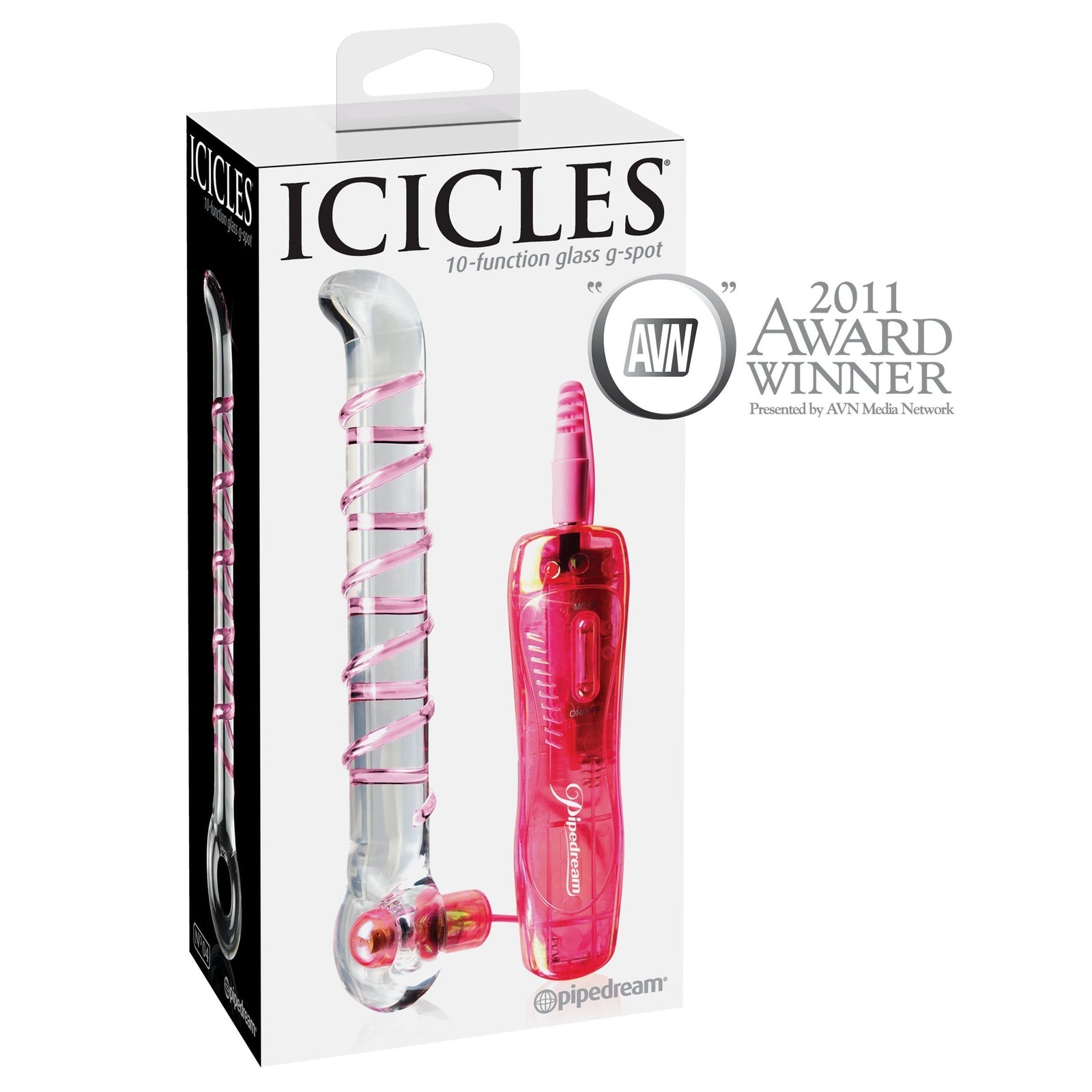 Pipedream - Icicles No. 4 Glass Vibrator 7" (Clear) -  Glass Dildo (Vibration) Non Rechargeable  Durio.sg