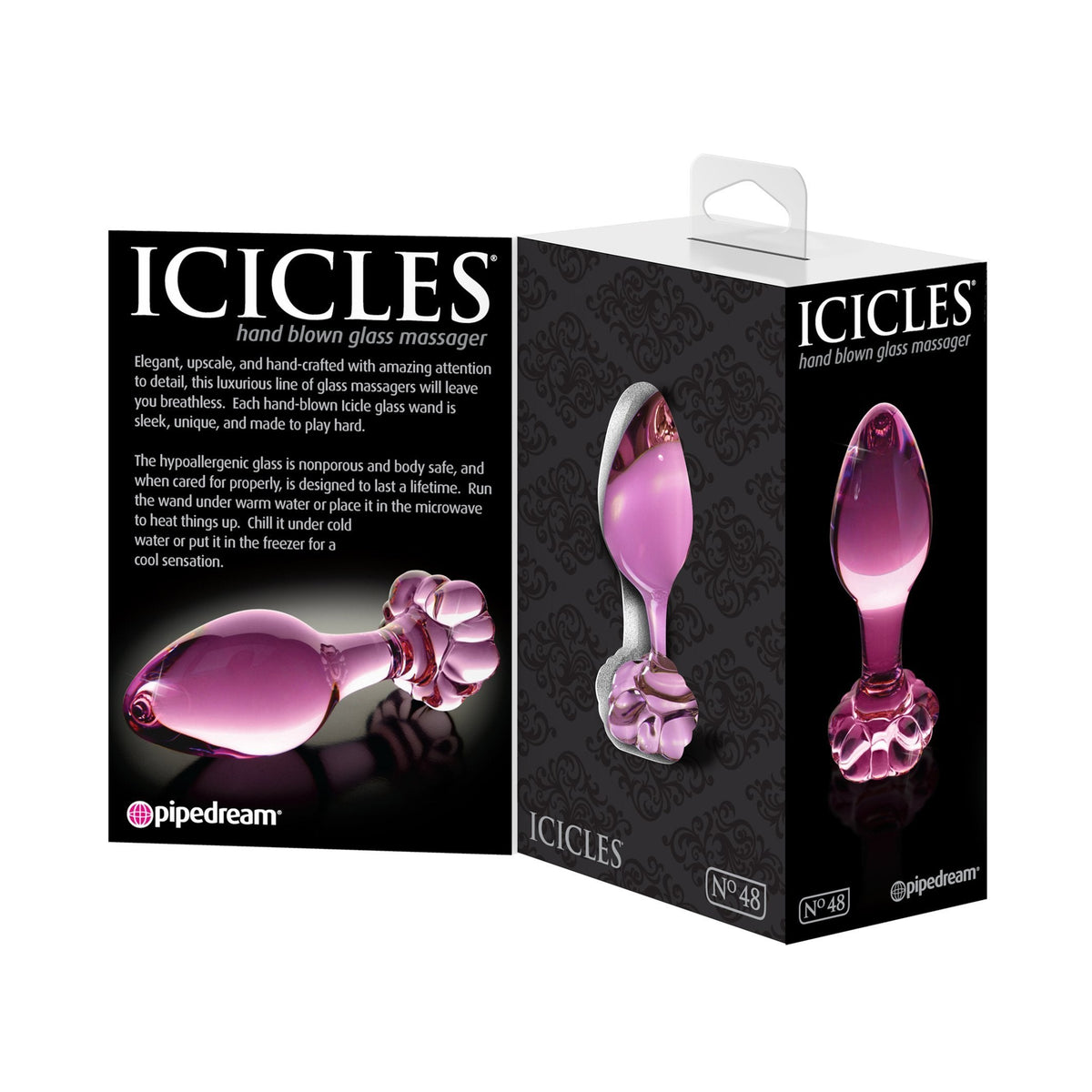 Pipedream - Icicles No. 48 Glass Anal Plug 3&quot; (Pink) -  Glass Anal Plug (Non Vibration)  Durio.sg