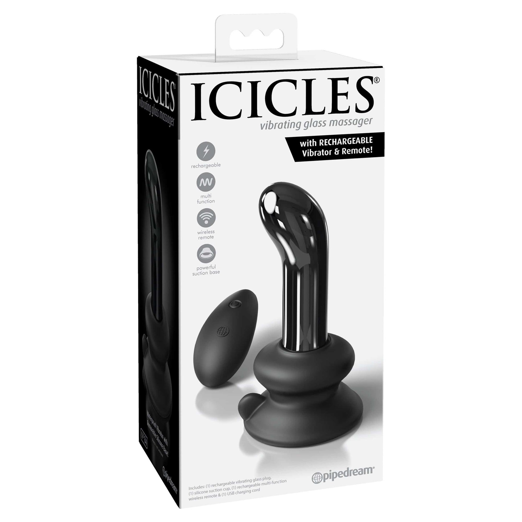 Pipedream - Icicles No. 84 Remote Control  Rechargeable Anal Plug (Black) -  Remote Control Anal Plug (Vibration) Rechargeable  Durio.sg