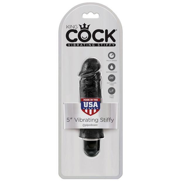 Pipedream - King Cock 5" Vibrating Stiffy Cock (Black) -  Realistic Dildo w/o suction cup (Vibration) Non Rechargeable  Durio.sg