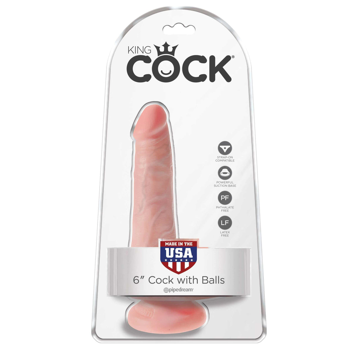 Pipedream - King Cock 6&quot; Cock with Balls (Beige) -  Realistic Dildo with suction cup (Non Vibration)  Durio.sg