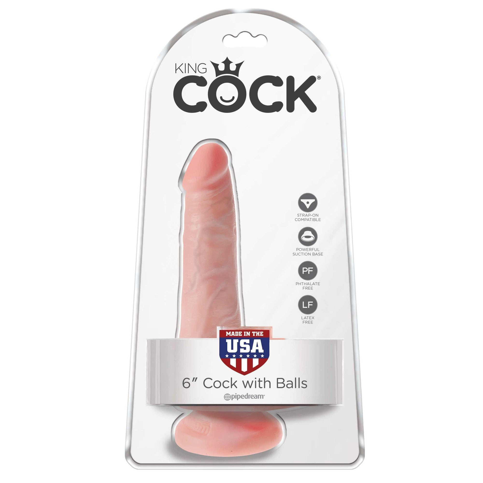 Pipedream - King Cock 6" Cock with Balls (Beige) -  Realistic Dildo with suction cup (Non Vibration)  Durio.sg