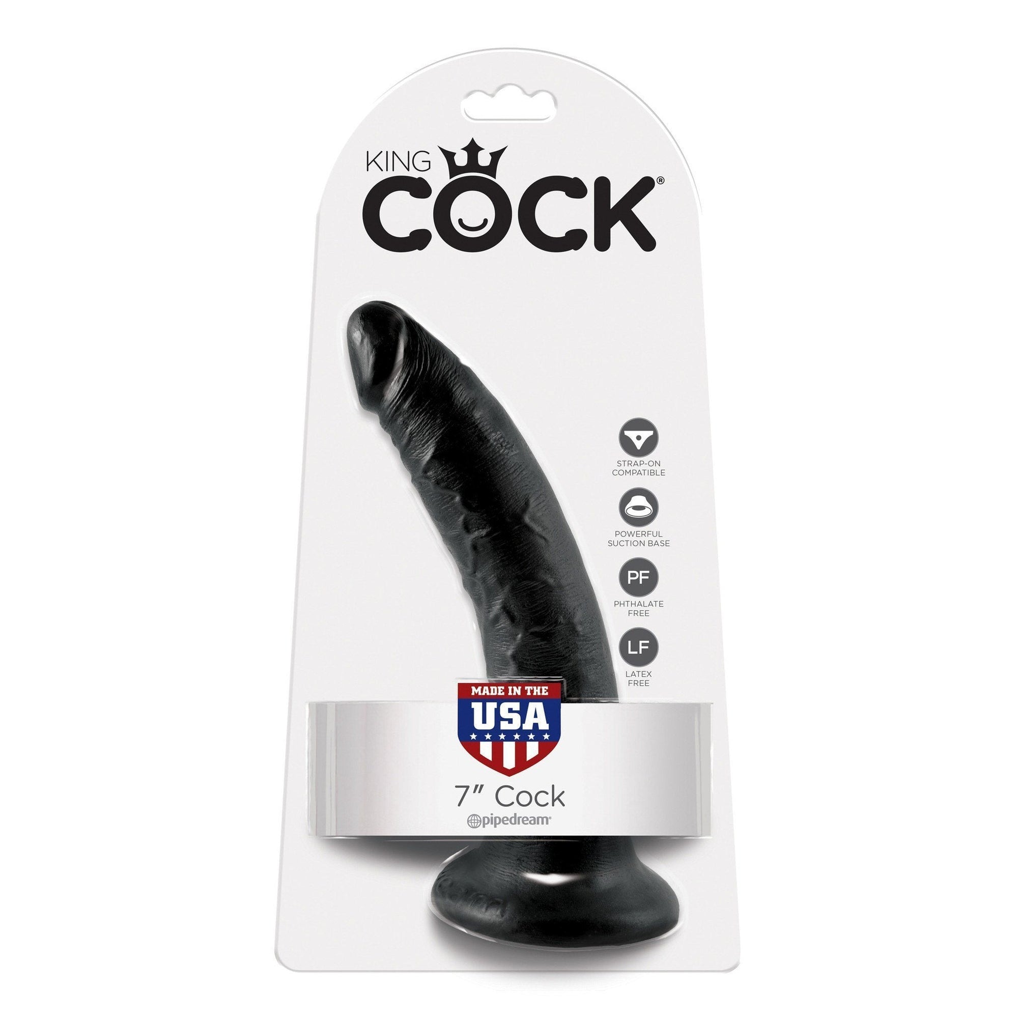 Pipedream - King Cock 7" Cock (Black) -  Realistic Dildo with suction cup (Non Vibration)  Durio.sg