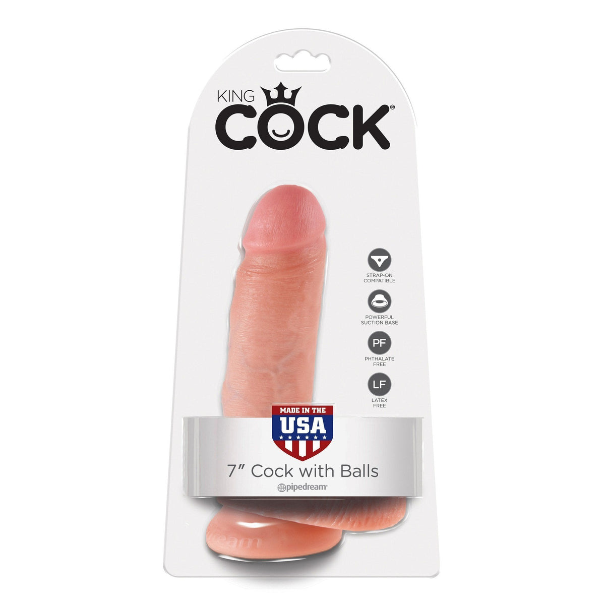 Pipedream - King Cock 7&quot; Cock with Balls (Beige) -  Realistic Dildo with suction cup (Non Vibration)  Durio.sg