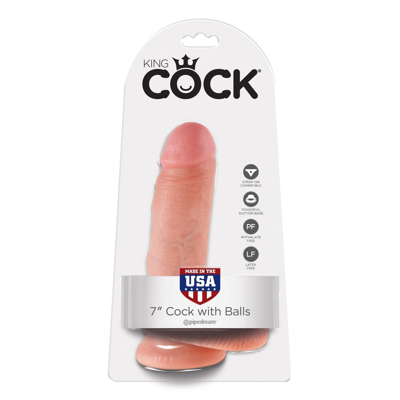 Pipedream - King Cock 7" Cock with Balls (Beige) -  Realistic Dildo with suction cup (Non Vibration)  Durio.sg