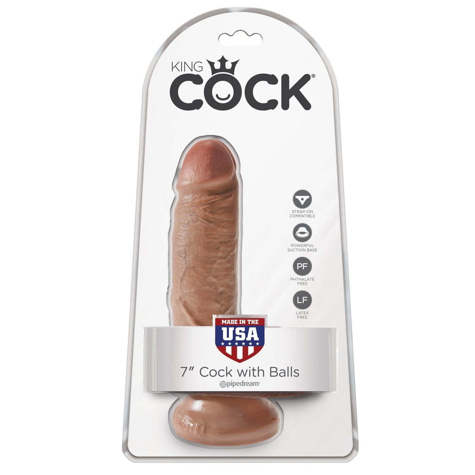 Pipedream - King Cock 7" Cock with Balls (Brown) -  Realistic Dildo with suction cup (Non Vibration)  Durio.sg