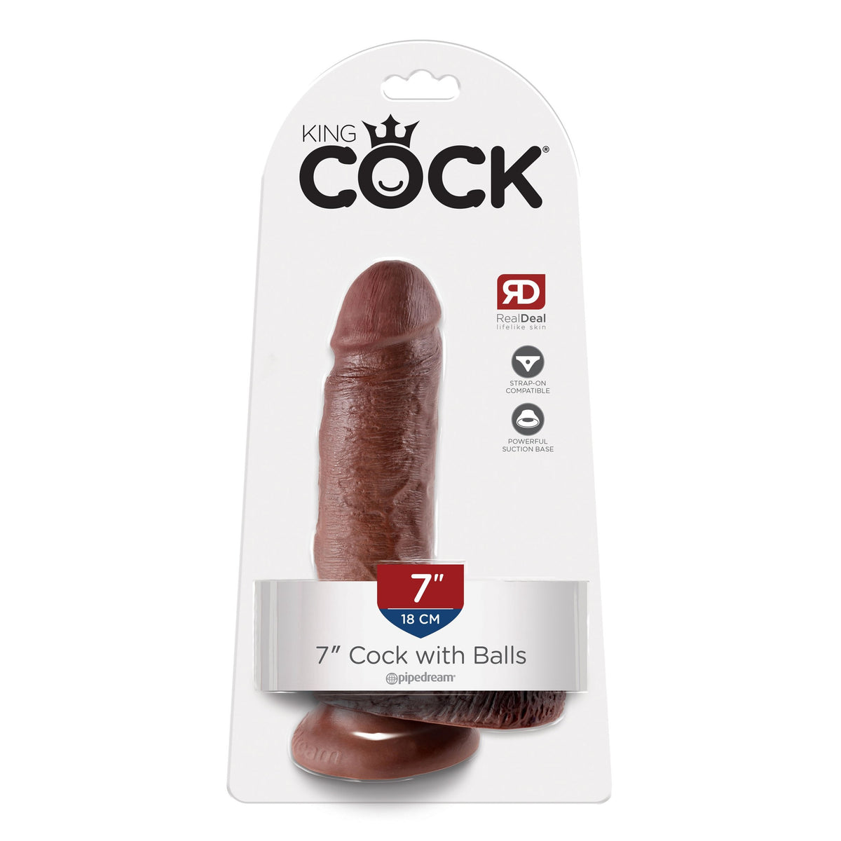 Pipedream - King Cock 7&quot; Cock with Balls (Dark Brown) -  Realistic Dildo with suction cup (Non Vibration)  Durio.sg