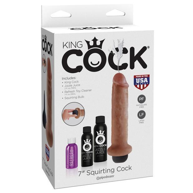 Pipedream - King Cock 7&quot; Squirting Cock (Brown) -  Realistic Dildo w/o suction cup (Non Vibration)  Durio.sg