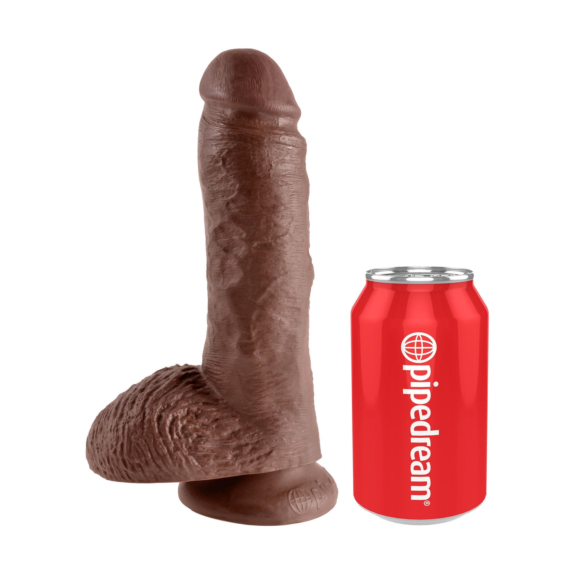 Pipedream - King Cock 8" Cock with Balls (Dark Brown) -  Realistic Dildo with suction cup (Non Vibration)  Durio.sg