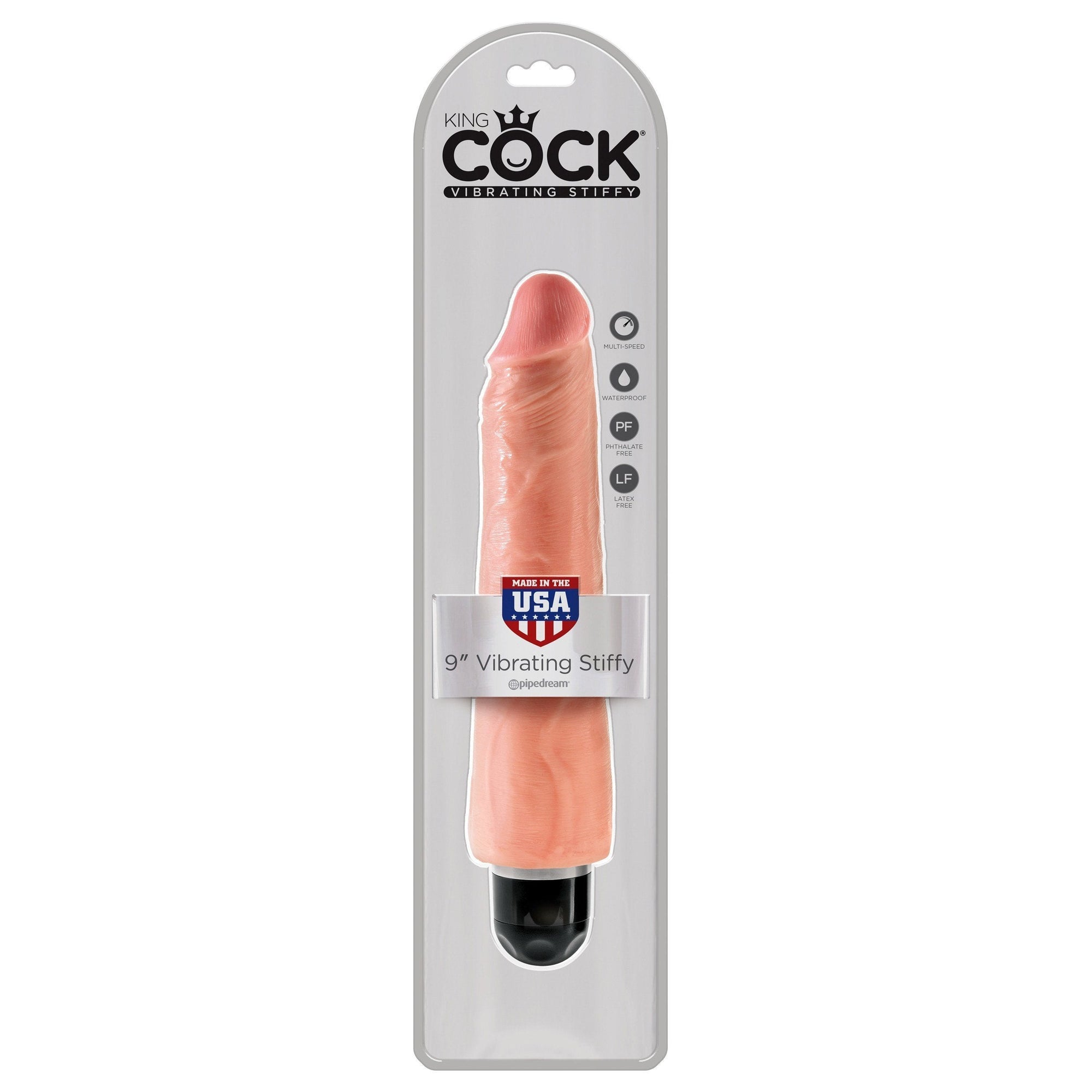 Pipedream - King Cock 9" Vibrating Stiffy Cock (Beige) -  Non Realistic Dildo w/o suction cup (Vibration) Non Rechargeable  Durio.sg