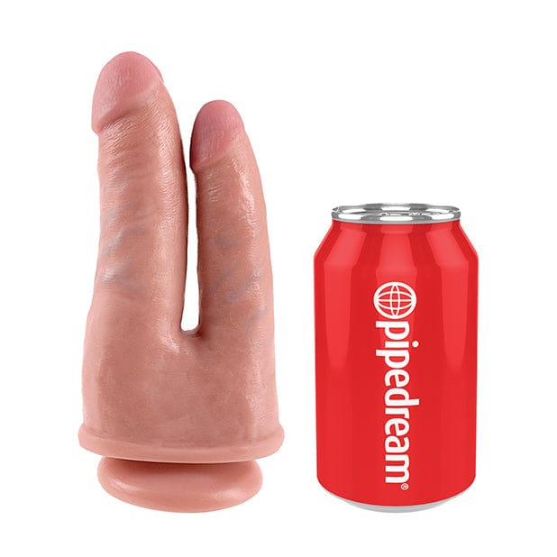 Pipedream - King Cock Double Penetrator Dildo (Flesh) -  Realistic Dildo with suction cup (Non Vibration)  Durio.sg
