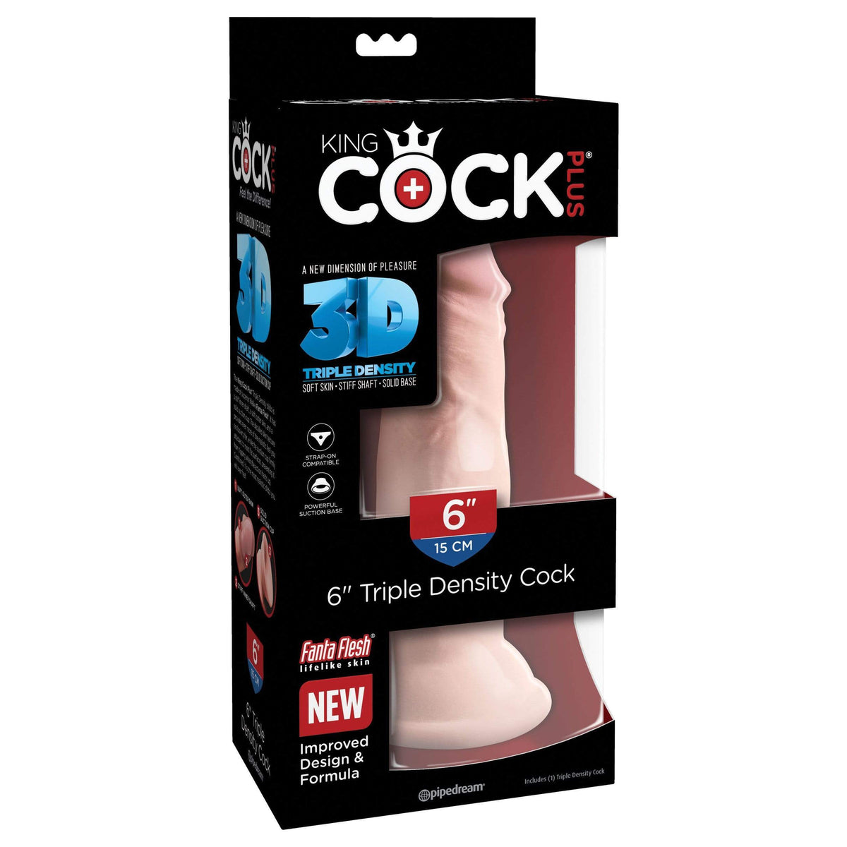 Pipedream - King Cock Plus 3D Triple Density Cock Dildo 6&quot; (Beige) -  Realistic Dildo with suction cup (Non Vibration)  Durio.sg