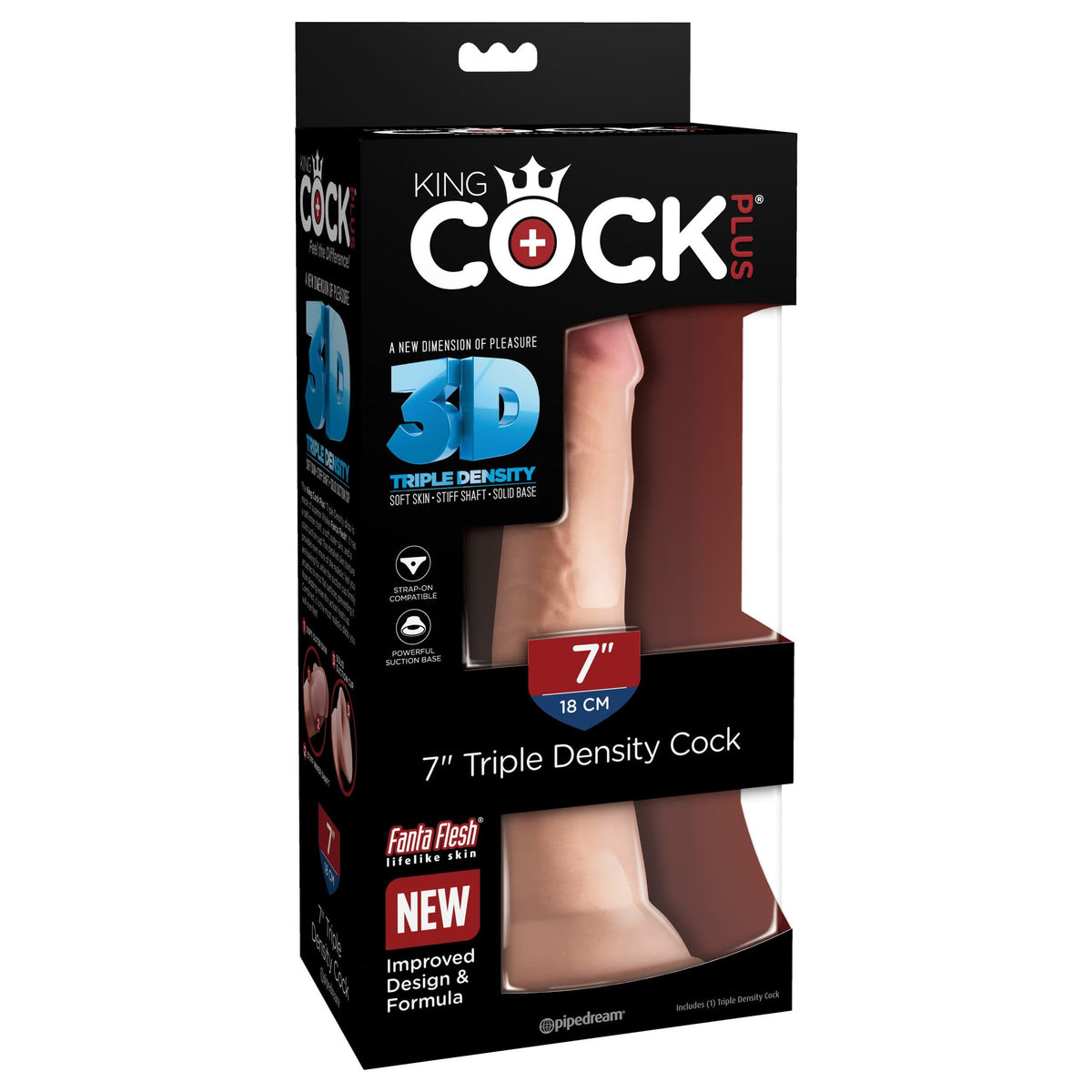 Pipedream - King Cock Plus Triple Density Cock 7&quot; (Beige) -  Realistic Dildo with suction cup (Non Vibration)  Durio.sg