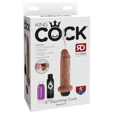 Pipedream - King Cock Squirting Cock 6" (Brown) -  Realistic Dildo w/o suction cup (Non Vibration)  Durio.sg
