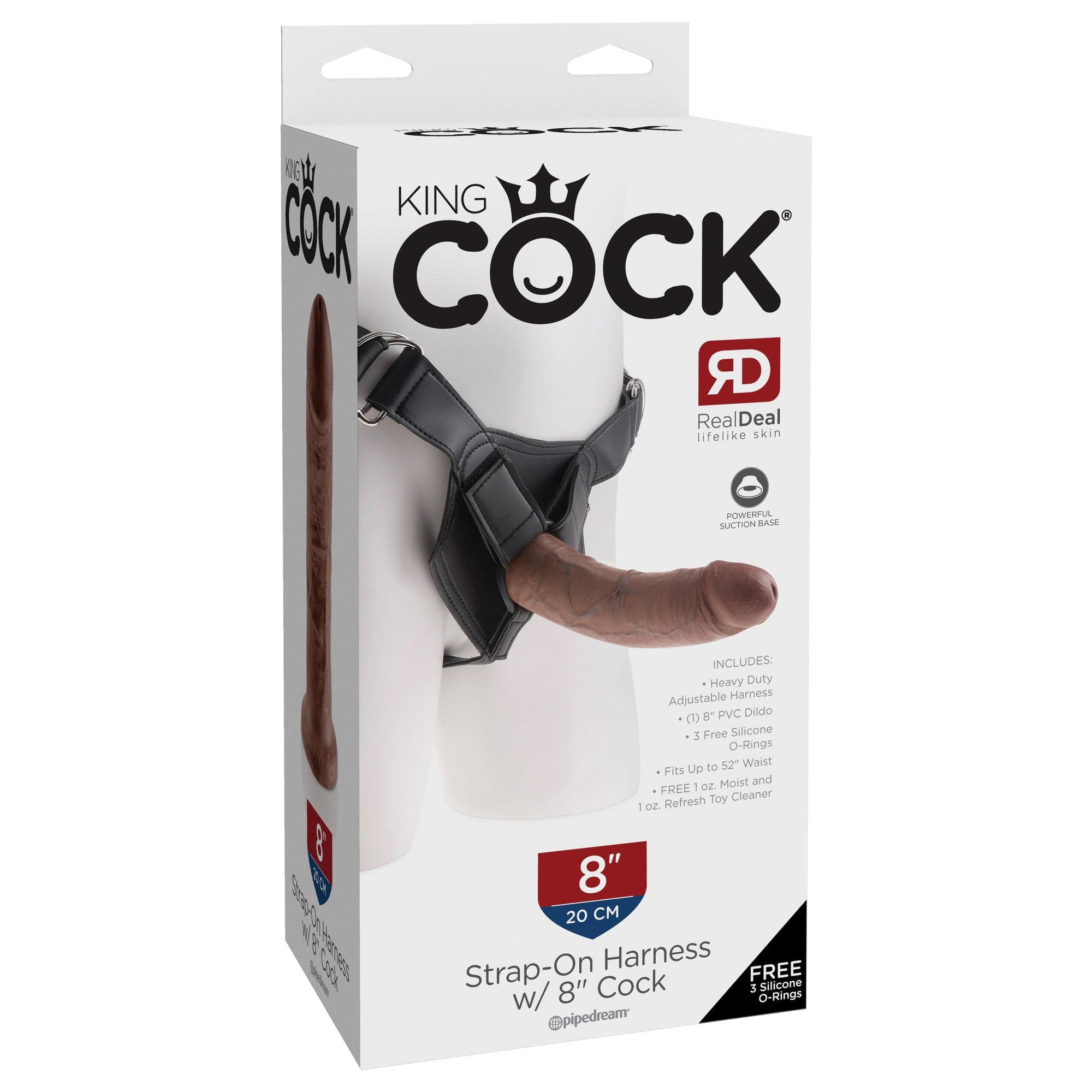 Pipedream - King Cock Strap On Harness with Dildo Cock 8" (Brown) -  Strap On with Non hollow Dildo for Female (Non Vibration)  Durio.sg