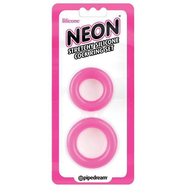 Pipedream - Neon Stretchy Silicone Cock Ring Set (Pink) -  Silicone Cock Ring (Non Vibration)  Durio.sg