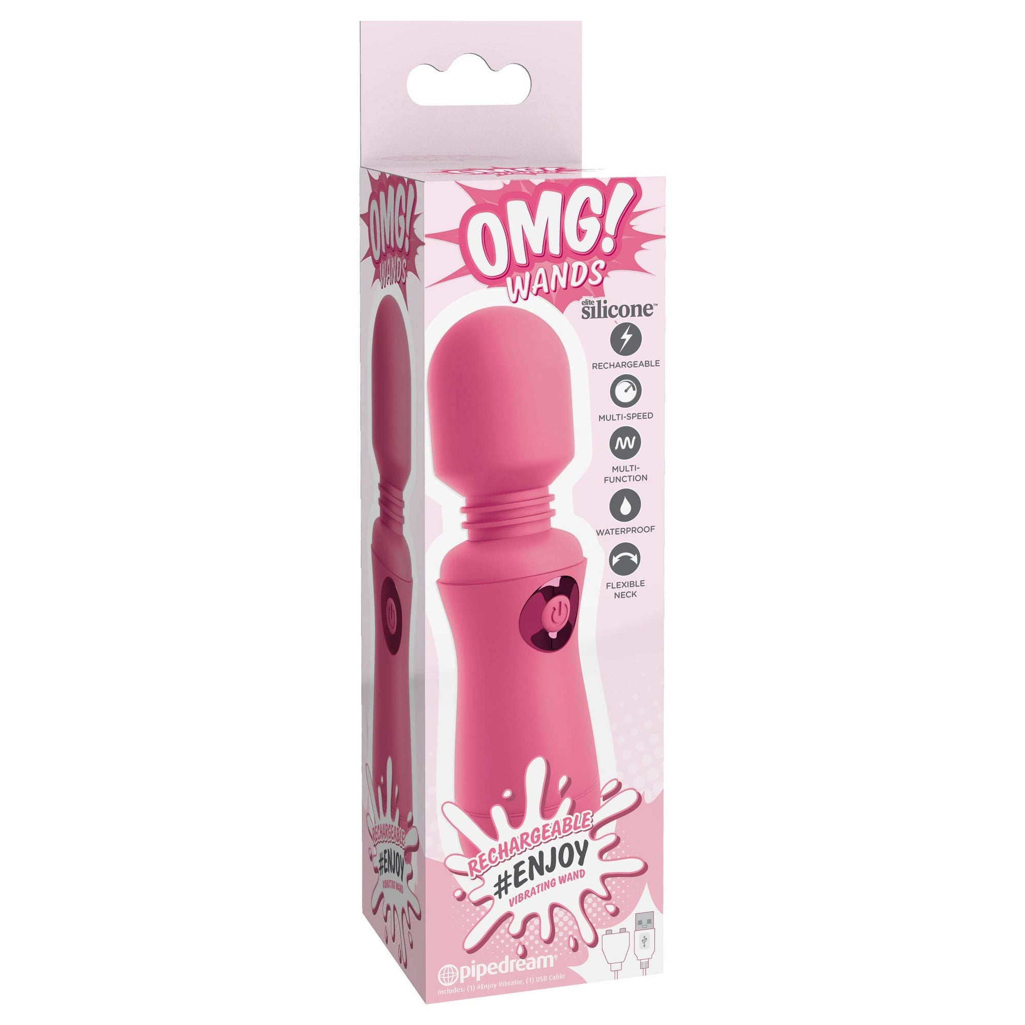 Pipedream - OMG Wands #Enjoy Rechargeable Mini Wand Massager (Pink) -  Mini Wand Massagers (Vibration) Rechargeable  Durio.sg