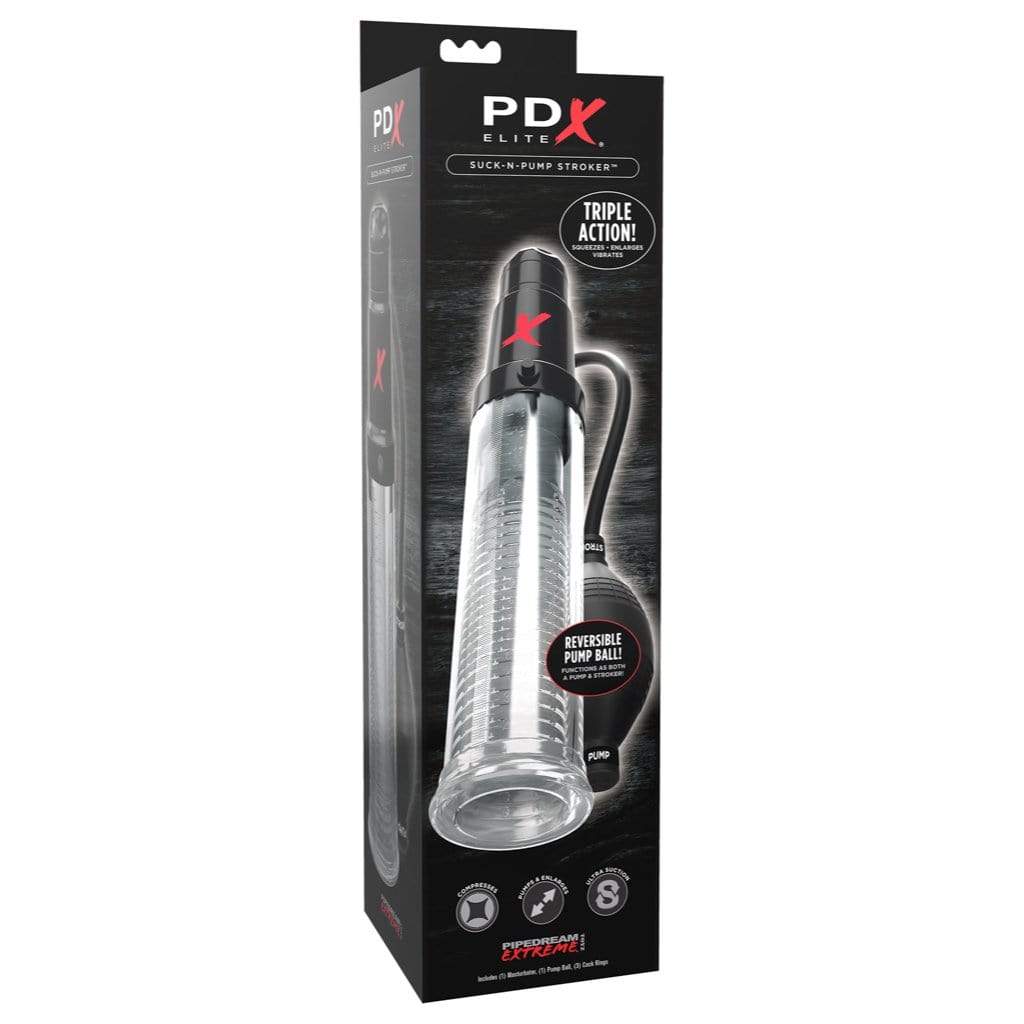 Pipedream - PDX ELITE Suck-N-Pump Stroker (Black) -  Masturbator (Hands Free) Rechargeable  Durio.sg