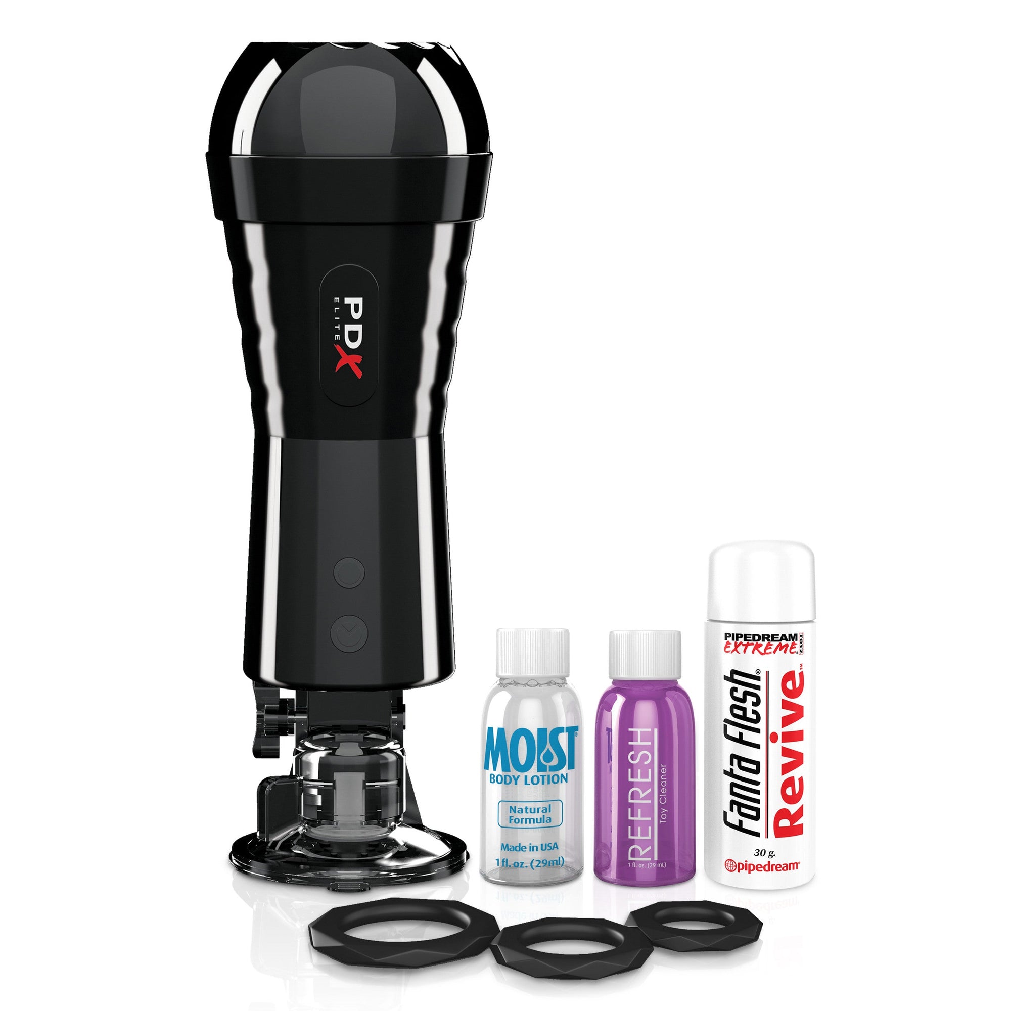 Pipedream - PDX Elite Cock Compressor Vibrating Stroker -  Masturbator Soft Stroker (Vibration) Rechargeable  Durio.sg