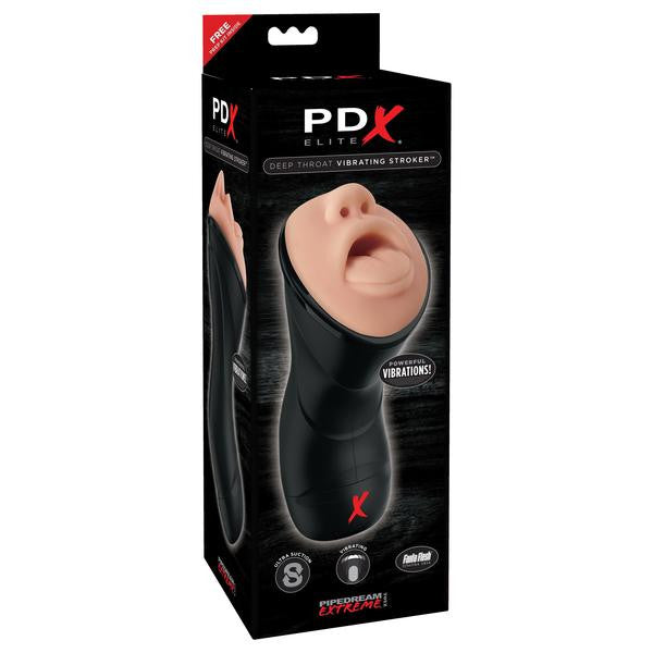 Pipedream - PDX Elite Deep Throat Vibrating Stroker -  Masturbator Mouth (Vibration) Non Rechargeable  Durio.sg