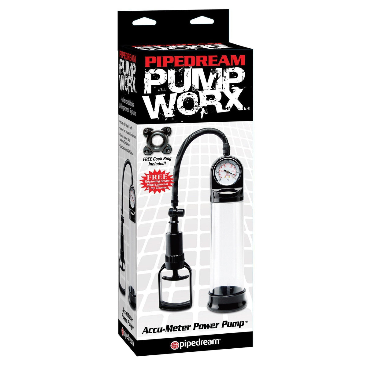Pipedream - Pump Worx Accu-Meter Power Pump (Clear) -  Penis Pump (Non Vibration)  Durio.sg