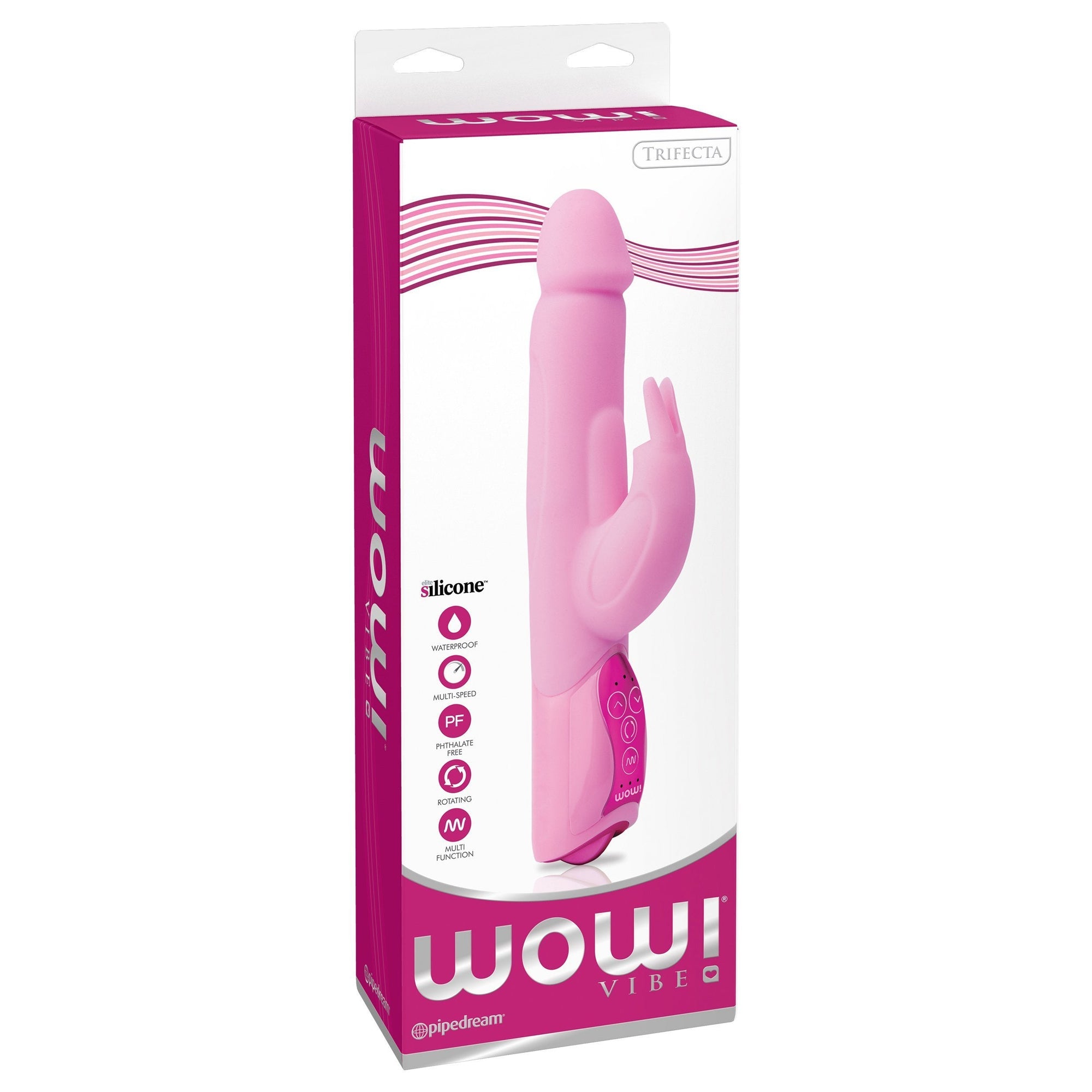 Pipedream - Wow! Trifecta Rabbit Vibrator (Pink) -  Rabbit Dildo (Vibration) Non Rechargeable  Durio.sg
