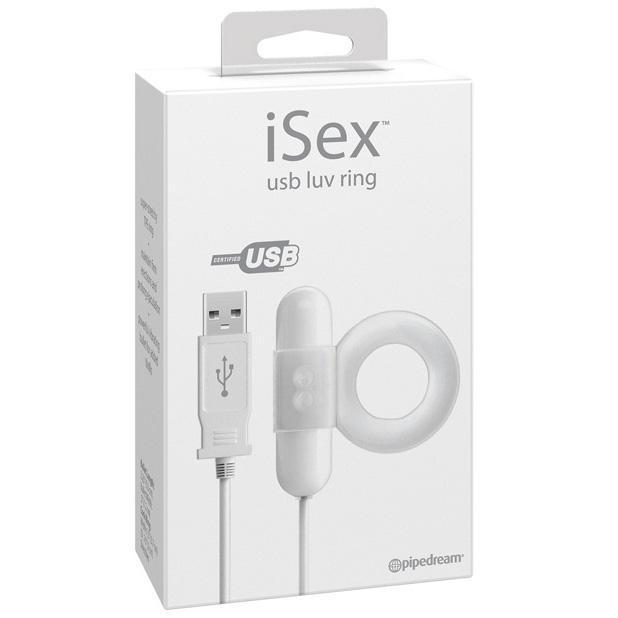 Pipedream - iSex USB Luv Ring Cock Ring (White) -  Rubber Cock Ring (Vibration) Rechargeable  Durio.sg