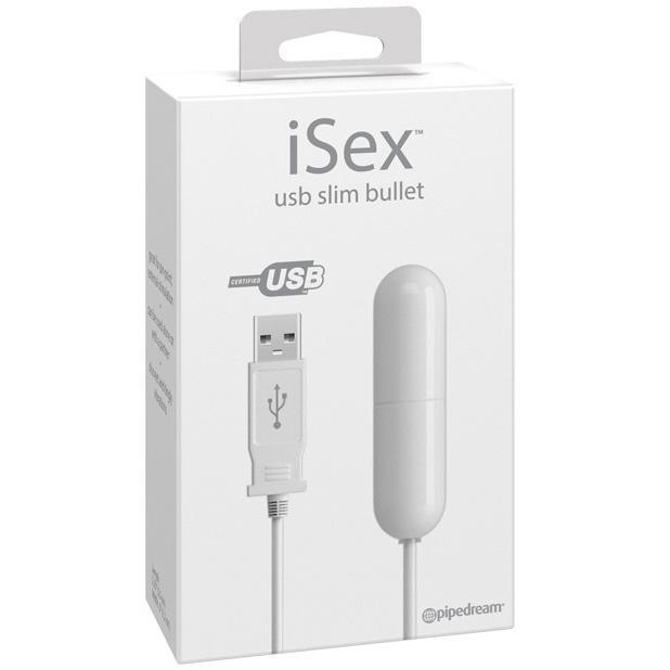 Pipedream - iSex USB Slim Bullet Vibrator (White) -  Bullet (Vibration) Rechargeable  Durio.sg