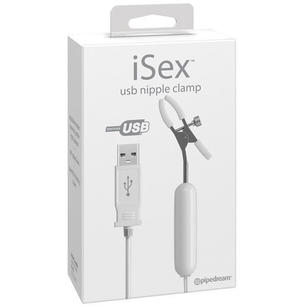 Pipedream - iSex USB Vibrating Nipple Clamp (White) -  Nipple Clamps (Vibration) Rechargeable  Durio.sg