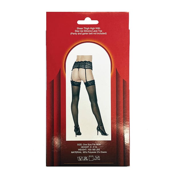 Popsi Lingerie - Silicone Lace Top Thigh High Stockings O/S (Black) -  Stockings  Durio.sg